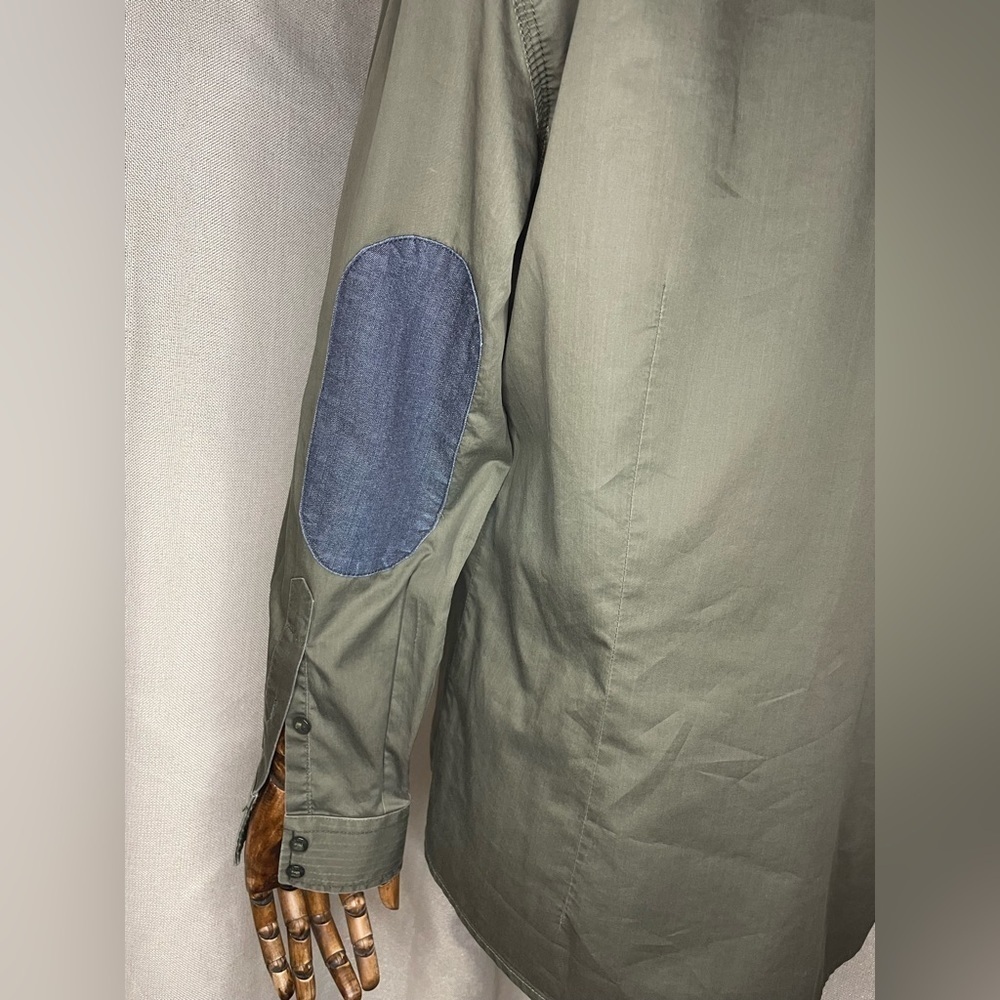 Armani Jeans Long Sleeve Shirt Green Size XXL, Double Breast Pockets Elbow Patch - Picture 7 of 12